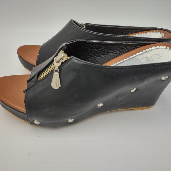 D.F Size 40 Black Leather Mule Shoes - Picture 5 of 15